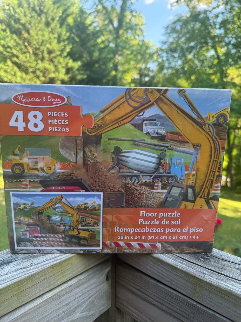 Melissa & Doug Construction Floor Puzzle - Yellow & Orange